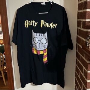 Harry Pawter Potter Men’s Size 2XL Cat T-Shirt - Black